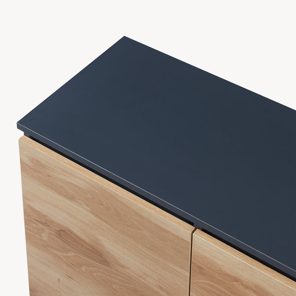 Sideboard Kyr černé/ dub rustikální vzhled [en.casa]