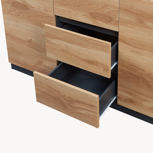 Sideboard Kyr černé/ dub rustikální vzhled [en.casa]