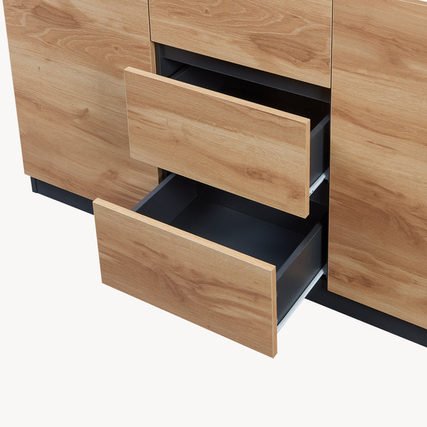 Sideboard Kyr černé/ dub rustikální vzhled [en.casa]