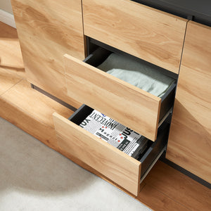 Sideboard Kyr černé/ dub rustikální vzhled [en.casa]