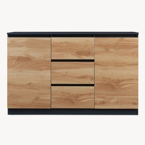 Sideboard Kyr černé/ dub rustikální vzhled [en.casa]