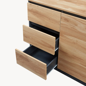 Sideboard Kyr černé/ dub rustikální vzhled [en.casa]