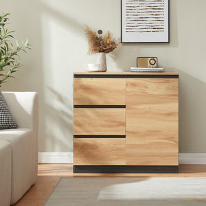 Sideboard Kyr černé/ dub rustikální vzhled [en.casa]