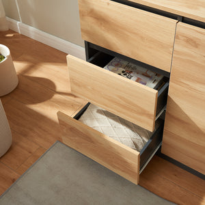 Sideboard Kyr černé/ dub rustikální vzhled [en.casa]