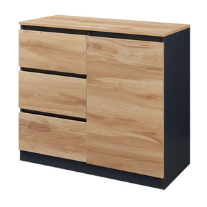 Sideboard Kyr černé/ dub rustikální vzhled [en.casa]