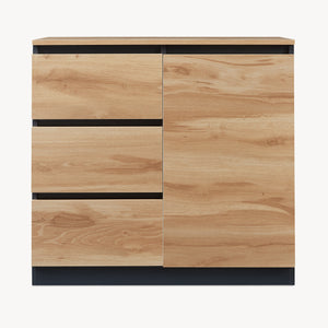 Sideboard Kyr černé/ dub rustikální vzhled [en.casa]