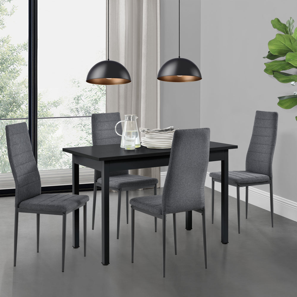 Essgruppe Honningsvåg 5 - tlg. mit 120x60 cm Tisch und 4 Polsterstühlen en.casa - premiumXL