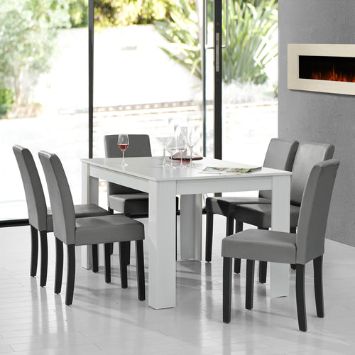 [en.casa] Jídelní set 1x jídelní stůl "Nora" HTFU-140x a 6x jídelní židle HTMY-970x