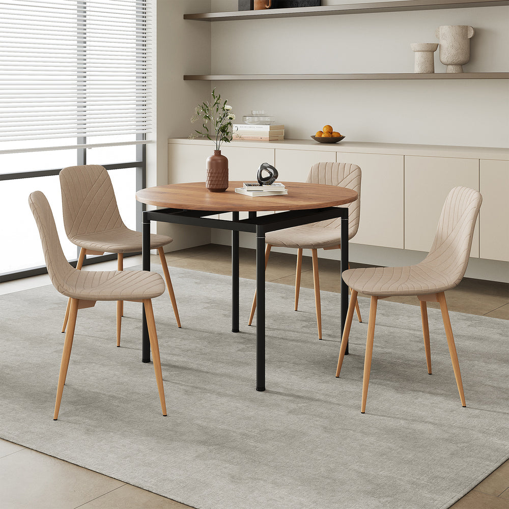 Jídelní sestava Hemnes 5dílná kulatá světle hnědá [en.casa]