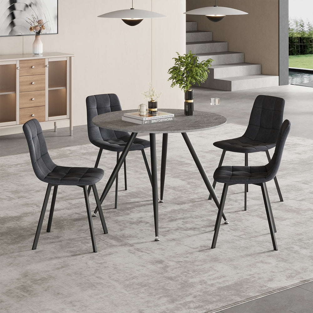 Essgruppe Fitjar 5 - teilig Betonoptik/Dunkelgrau [en.casa] - premiumXL