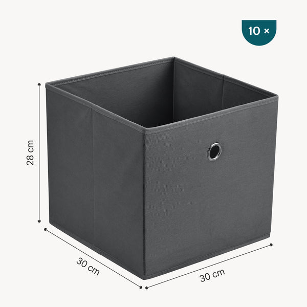 Skládací krabice sada 10 ks 30x30x28 cm netkaná textilie různé barvy en.casa