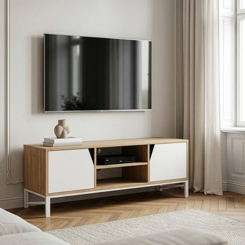 Televizní skříň Kerrköndam 120x40x46 cm dubový dekor/bílá [en.casa]