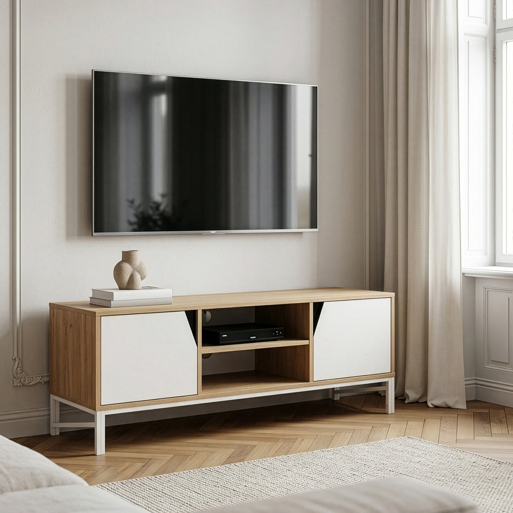 Televizní skříň Kerrköndam 120x40x46 cm dubový dekor/bílá [en.casa]