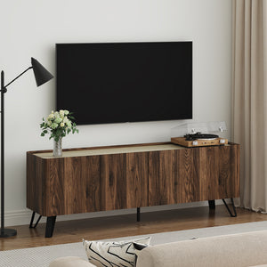 Televizní skříň Trorlon 160x40x55 cm ořechový dekor/travertin [en.casa]