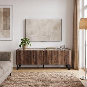Televizní skříň Trorlon 160x40x55 cm ořechový dekor/travertin [en.casa]