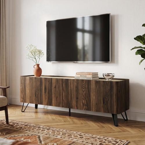 Televizní skříň Trorlon 160x40x55 cm ořechový dekor/travertin [en.casa]