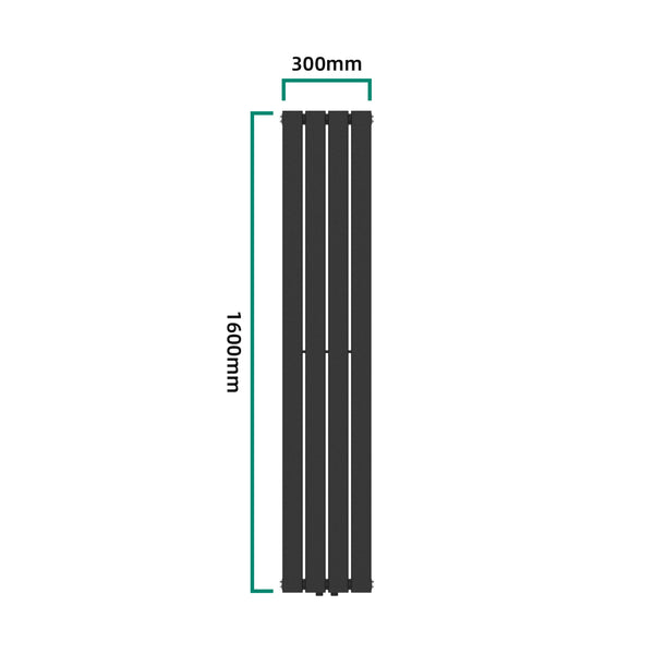 Designový radiátor Nore černý 160x30cm dvouvrstvý 1006W [neu.haus]