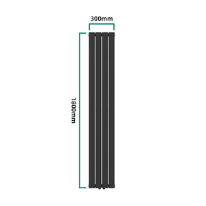 Designový radiátor Nore černý 180x30cm dvouvrstvý 1122W [neu.haus]