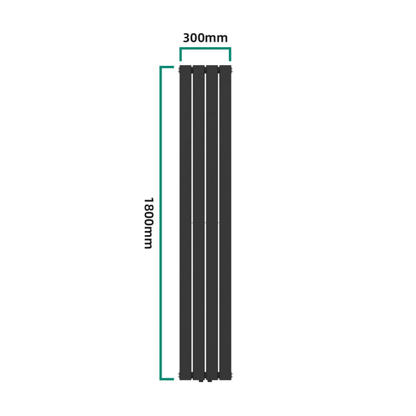 Designový radiátor Nore černý 180x30cm dvouvrstvý 1122W [neu.haus]