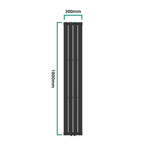 Designový radiátor Nore černý 180x30cm jednovrstvý 598W [neu.haus]
