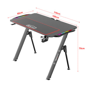 Herní stůl Stockton s RGB LED osvětlením Černý v různých velikostech [pro.tec]