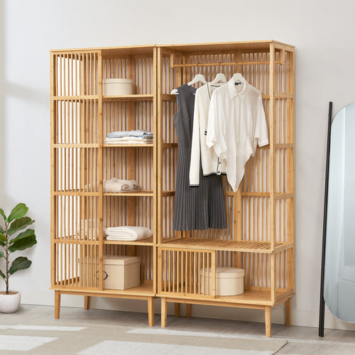 Sada skříně z regálu Trundholm + věšák na oblečení Vemb [en.casa]
