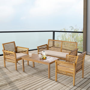 Gartenmöbelset Candela 4 - tlg. Akazienholz Holzfarben [casa.pro] - premiumXL