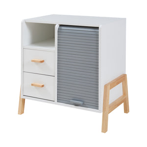 Sideboard Kvaefjord s žaluziovými dveřmi Bílá/Šedá [en.casa]