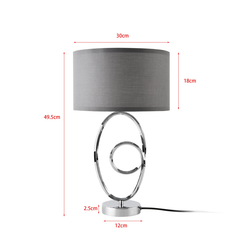 Maßskizze Stolní lampa Torquay šedá [lux.pro]
