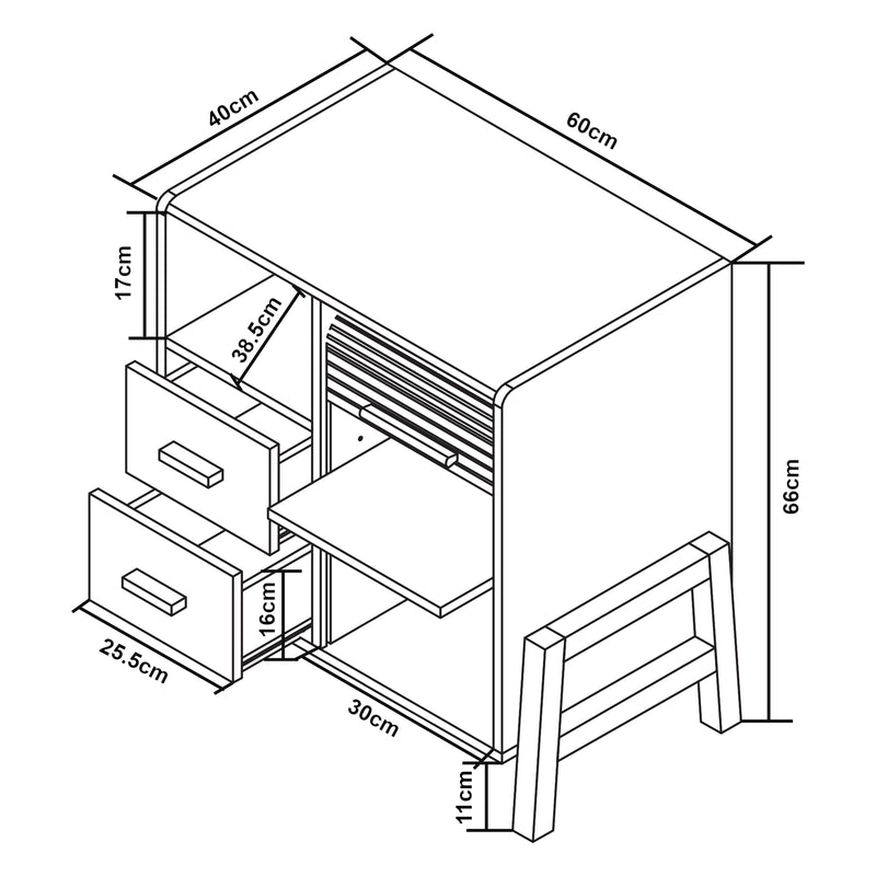 Maßskizze Sideboard Kvaefjord s žaluziovými dveřmi Bílá/Šedá [en.casa]