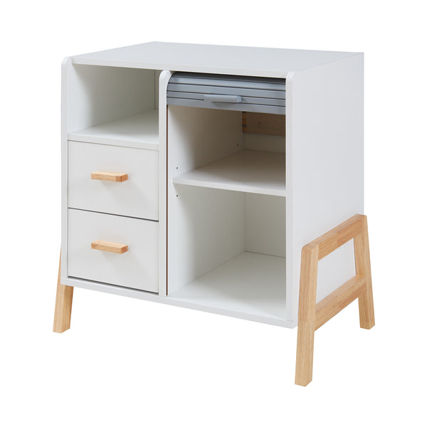 Sideboard Kvaefjord s žaluziovými dveřmi Bílá/Šedá [en.casa]