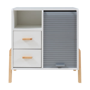 Sideboard Kvaefjord s žaluziovými dveřmi Bílá/Šedá [en.casa]