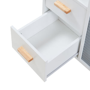 Sideboard Kvaefjord s žaluziovými dveřmi Bílá/Šedá [en.casa]