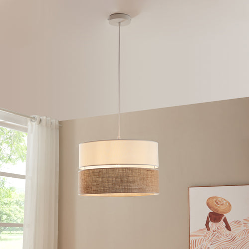 Závěsná lampa Barton bílá/lenový vzhled [lux.pro]