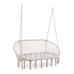 Závěsné křeslo Kailua pro 2 osoby 135x129x65 cm krémově bílé [casa.pro]