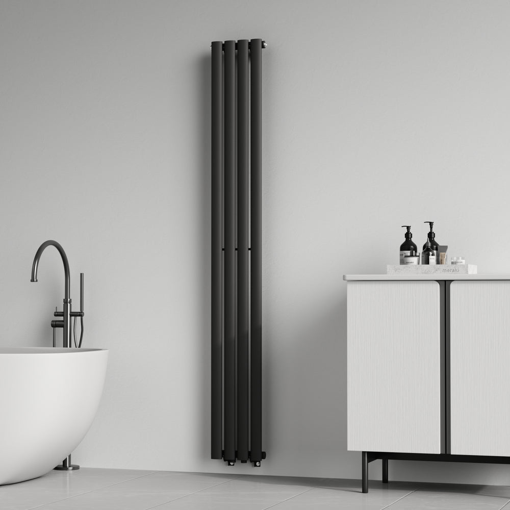 Designový trubkový radiátor Nore černý 180x24cm jednovrstvý 484W [neu.haus]