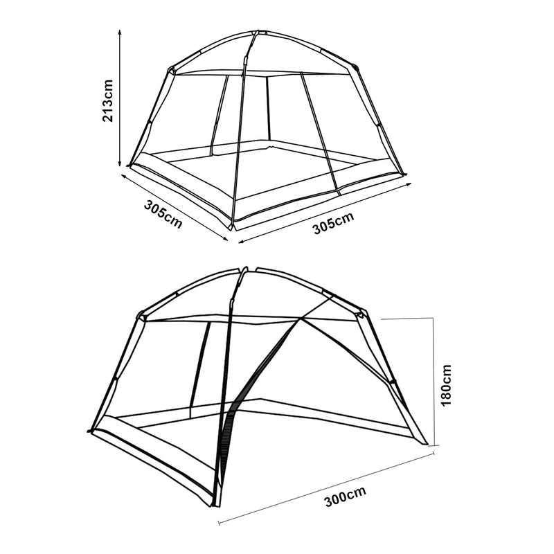 Měřítkový nákres Síťový pavilon Beekdaelen 305x305x213 cm v různých barvách [pro.tec]