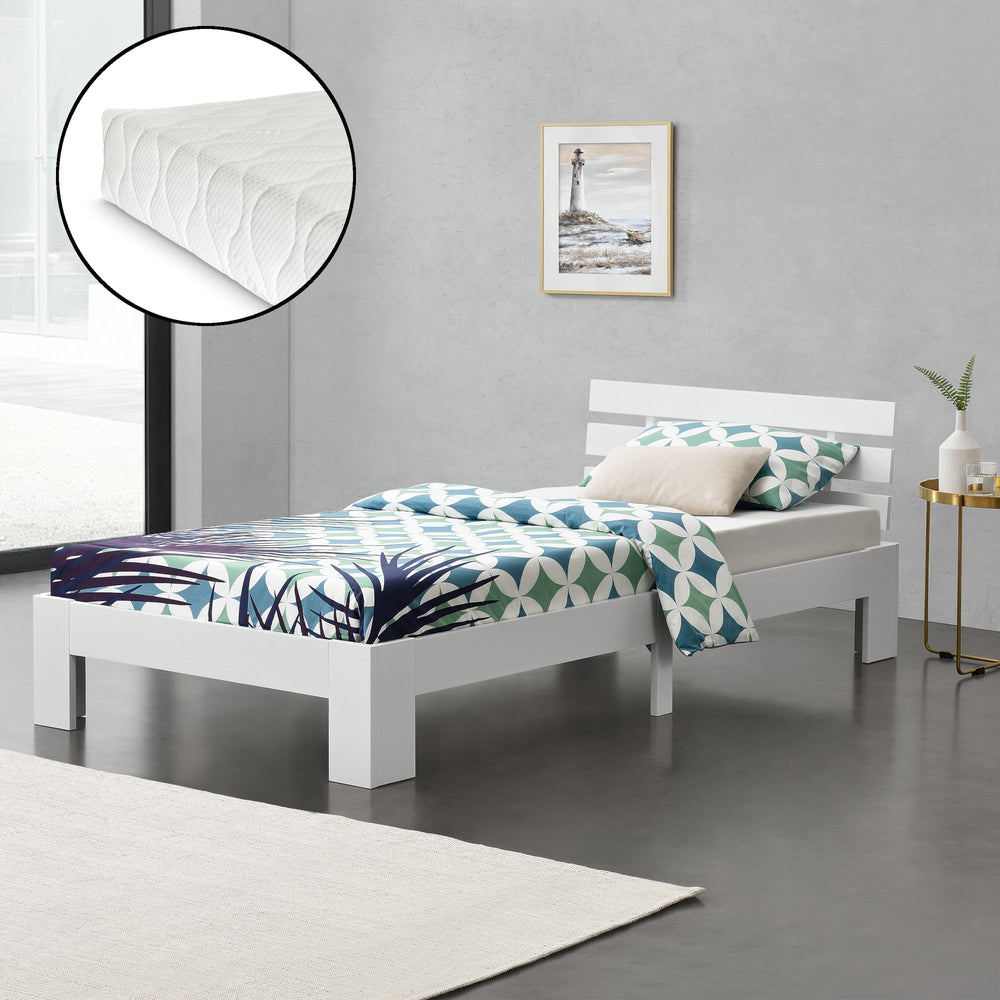 Holzbett Nivala mit Kaltschaummatratze versch. Farben und Größen en.casa - premiumXL