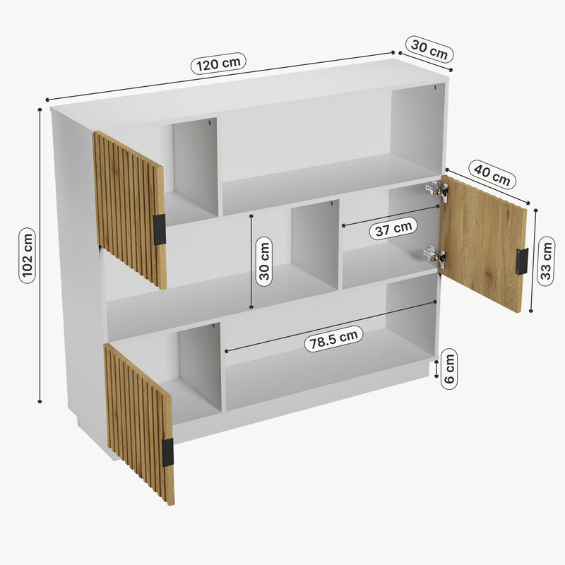 Maßskizze Knihovna Verhundar 102x120x30 cm [en.casa]