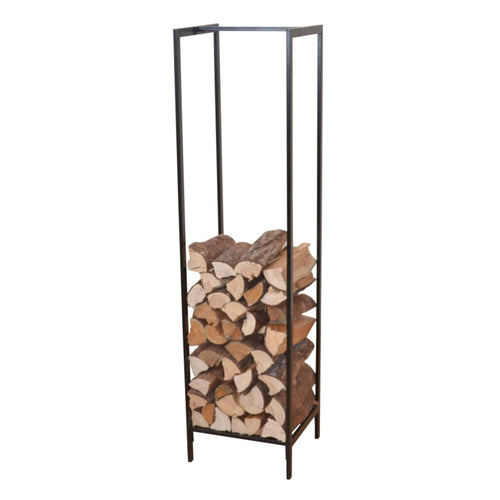 Kaminholzregal Taarbæk 140x35x35cm Schwarz [en.casa] - premiumXL