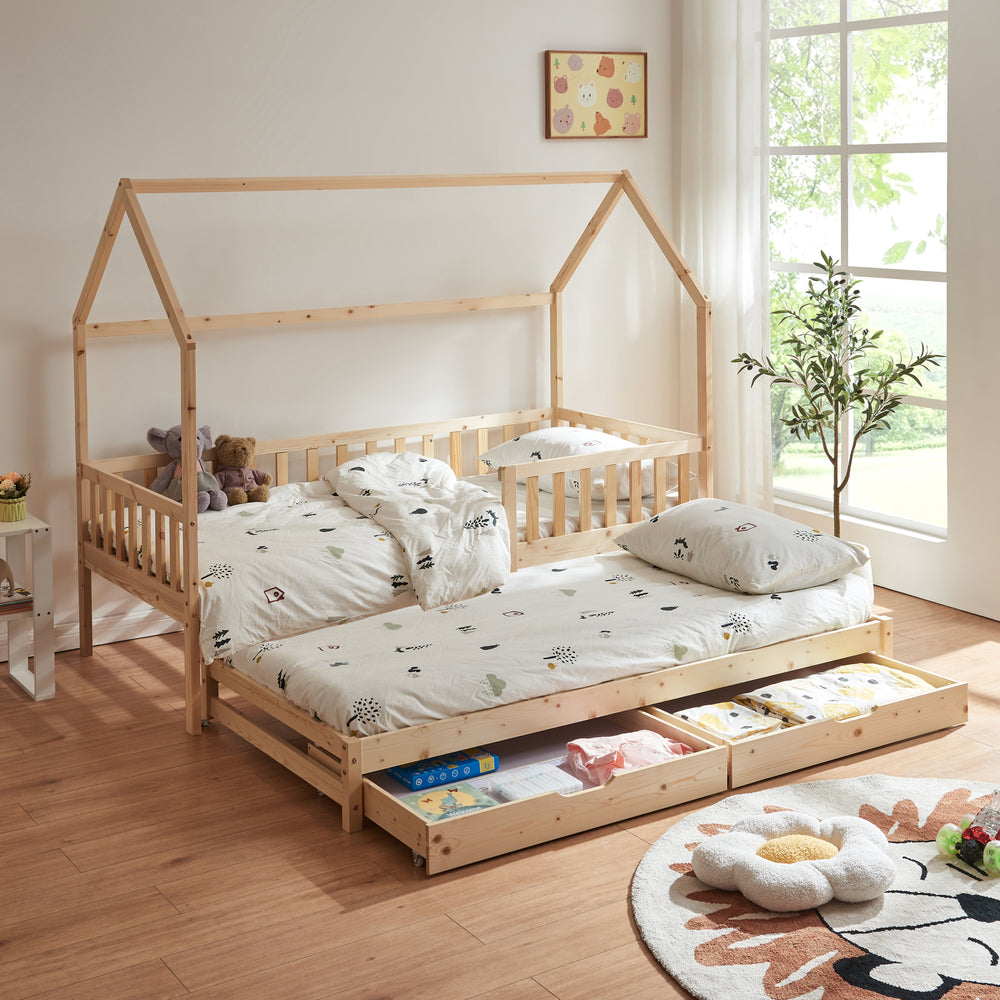 Dvojité dětské postele Aarghonmaa 90x200 cm borovicové dřevo [en.casa]
