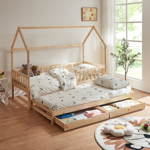 Dvojité dětské postele Aarghonmaa 90x200 cm borovicové dřevo [en.casa]