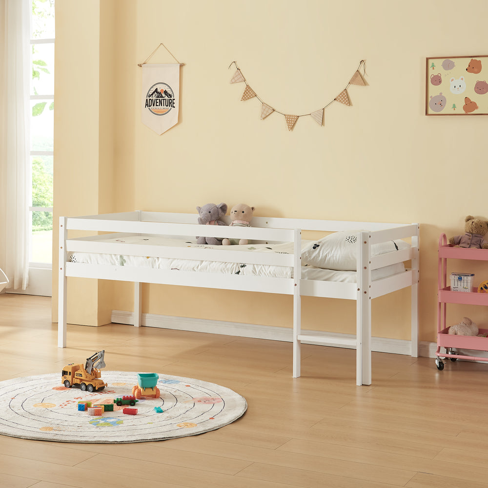 Dětská postel Siikalatva 90x200cm Borovicové dřevo Bílá [en.casa]