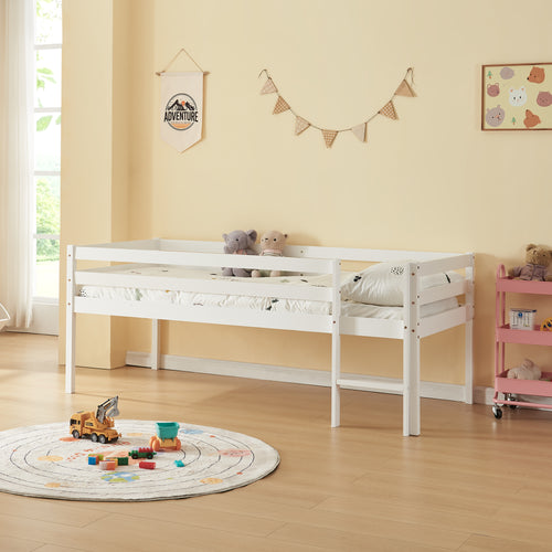 Dětská postel Siikalatva 90x200cm Borovicové dřevo Bílá [en.casa]