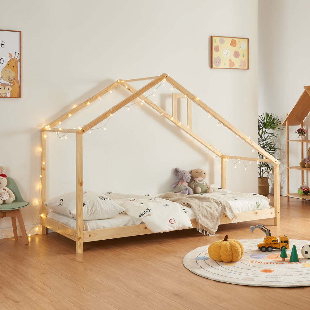 Dětská postel Siuntio borovicové dřevo přírodní [en.casa]