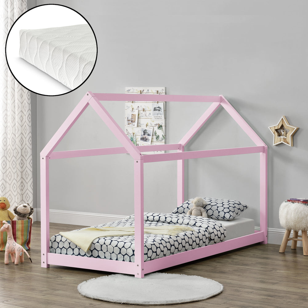 Kinderbett Netstal 90x200 cm mit Kaltschaummatratze Natur [en.casa] - premiumXL