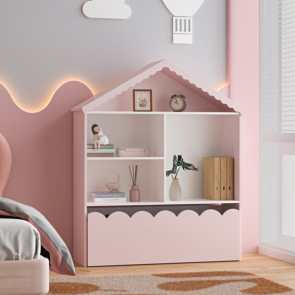 Dětský regál Vestnes 114x91x30 cm Cotton Candy/Bílá [en.casa]