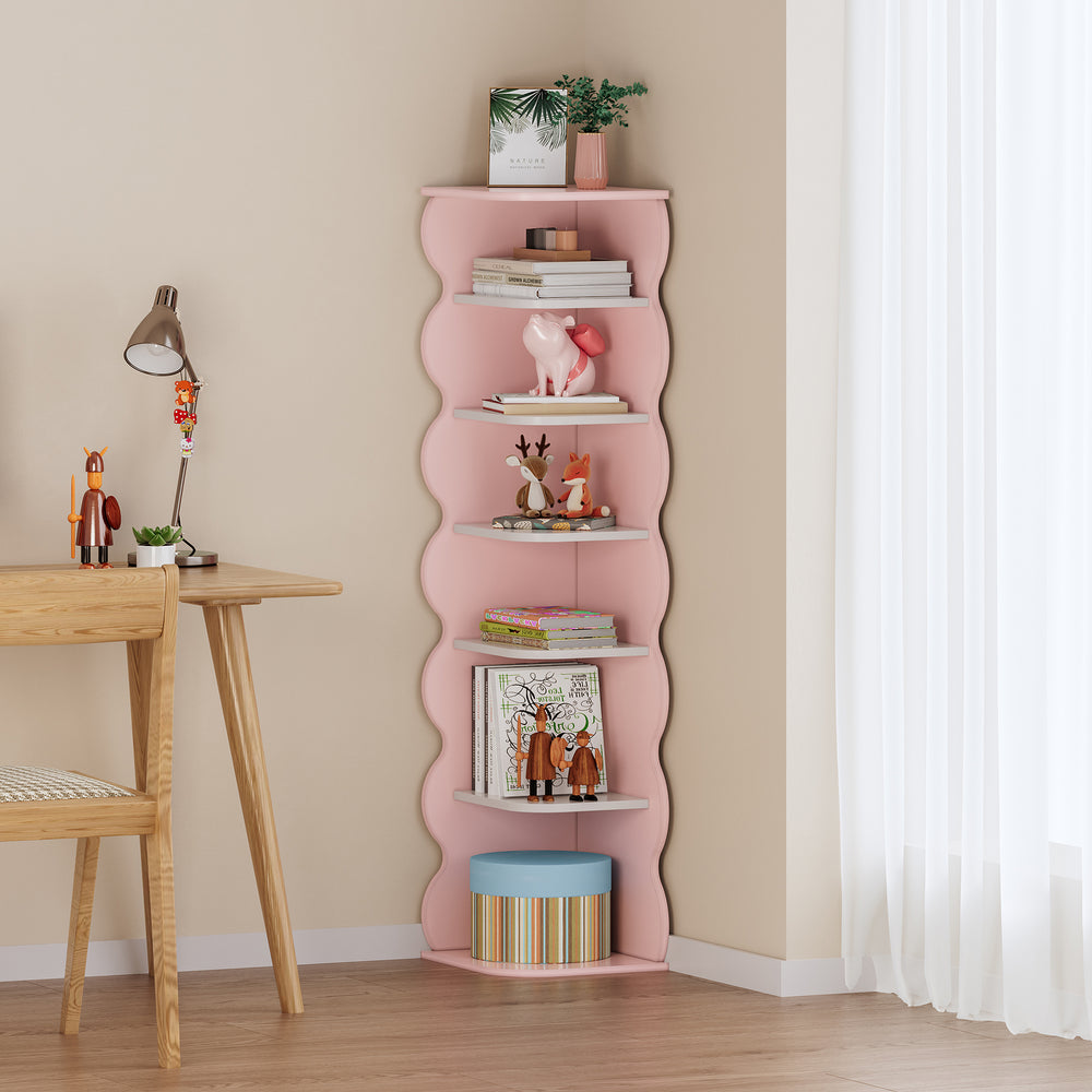 Kinder - Eckregal Vestnes 108x27x27 cm Cotton Candy/Weiß [en.casa] - premiumXL