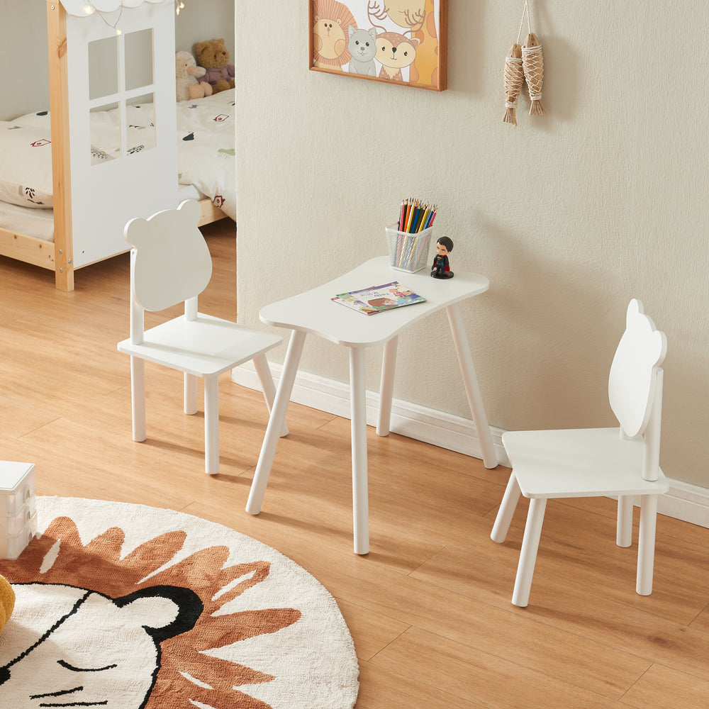 Kindersitzgruppe Panjang mit Teddybär - Design Weiß [en.casa] - premiumXL