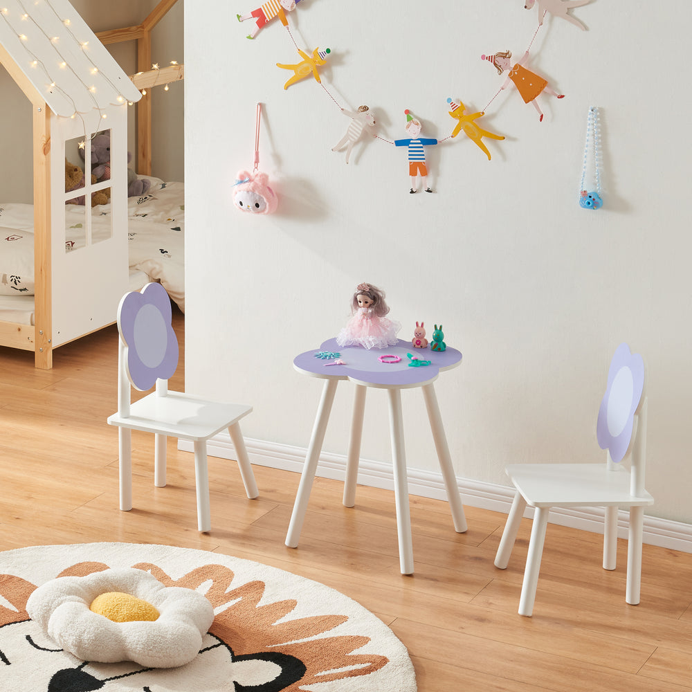 Kindersitzgruppe Simrishamn mit Blumen - Design Weiß/Lila [en.casa] - premiumXL